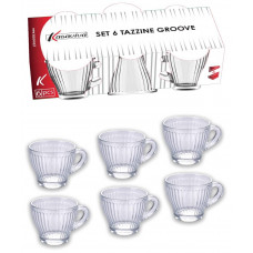 SET 6 TAZZINE CAFFE VETRO LINEE VERTICALI 90ML (12pz)